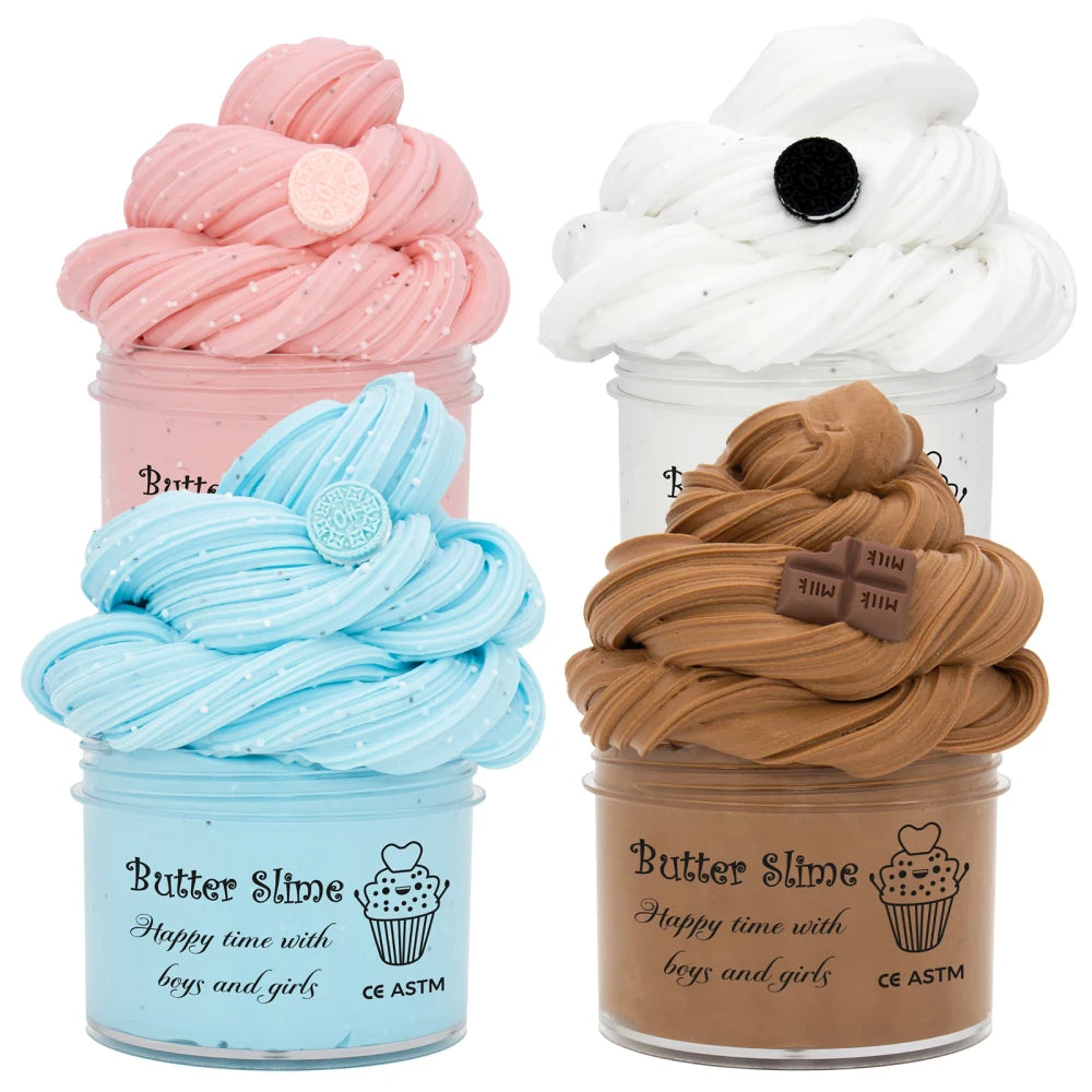 70ml Chocolate Cookies Butter Slime Kit With Scented Slime Soft Fluffy Putty DIY Plasticine Birthday Gift Toys For Party Favors