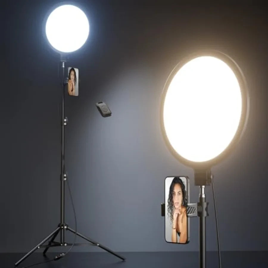 10.5" Ring Light with 69" Tripod Stand and Phone Holder Kit, Full-Screen Zoom Lighting for Video Recording, Makeup, Live Stream