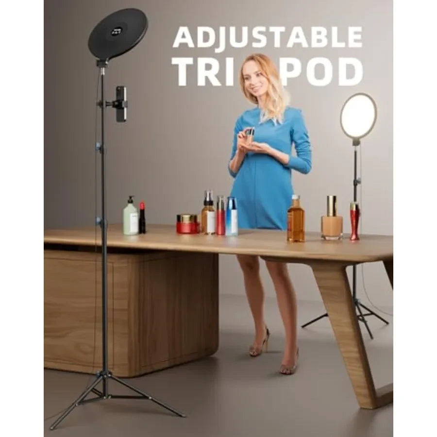 10.5" Ring Light with 69" Tripod Stand and Phone Holder Kit, Full-Screen Zoom Lighting for Video Recording, Makeup, Live Stream